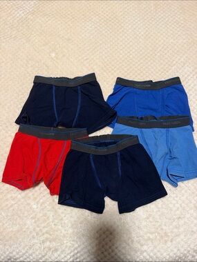 Lot of 5 Fruit of the Loom Boys' Briefs in Red, Navy, Royal Blue 4T-5T